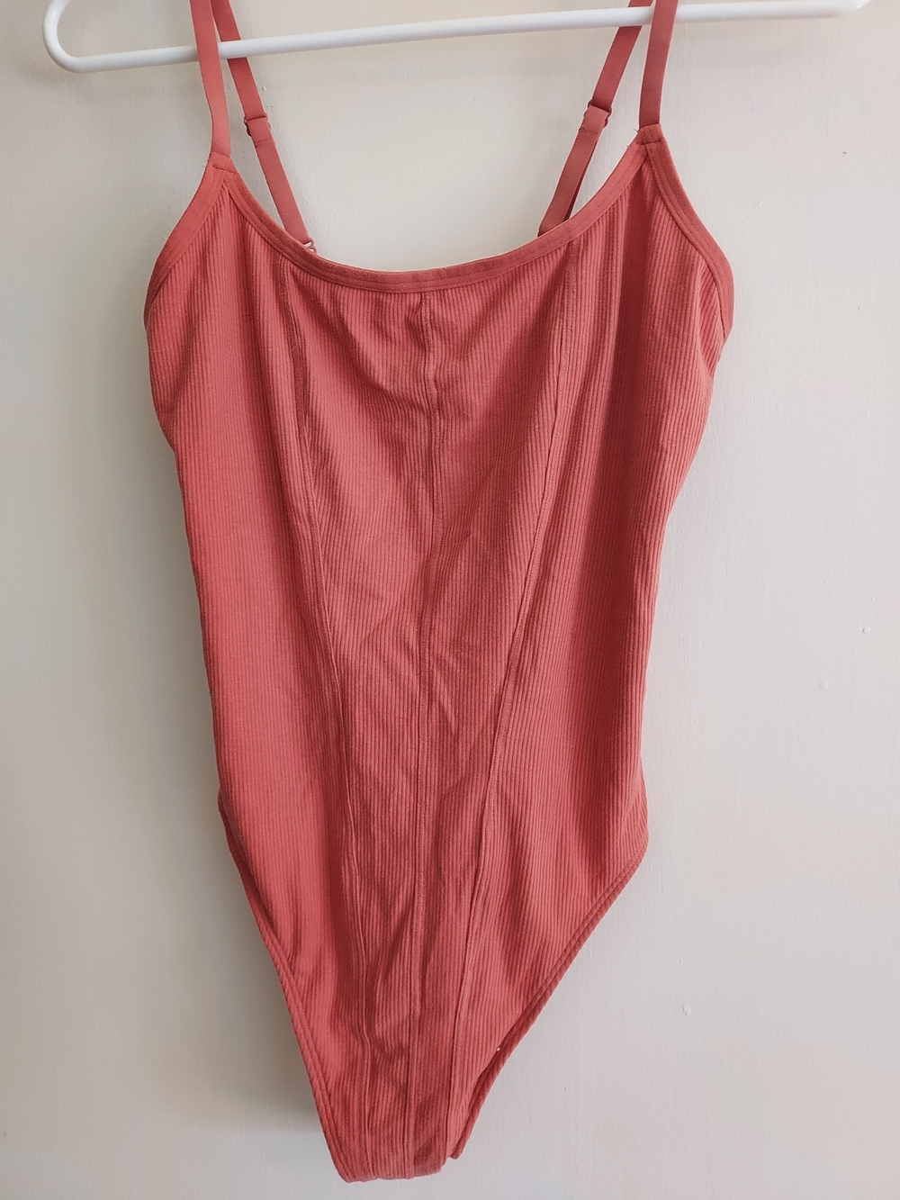 Colsie Ribbed Rust Pink Adjustable-Strap Bodysuit